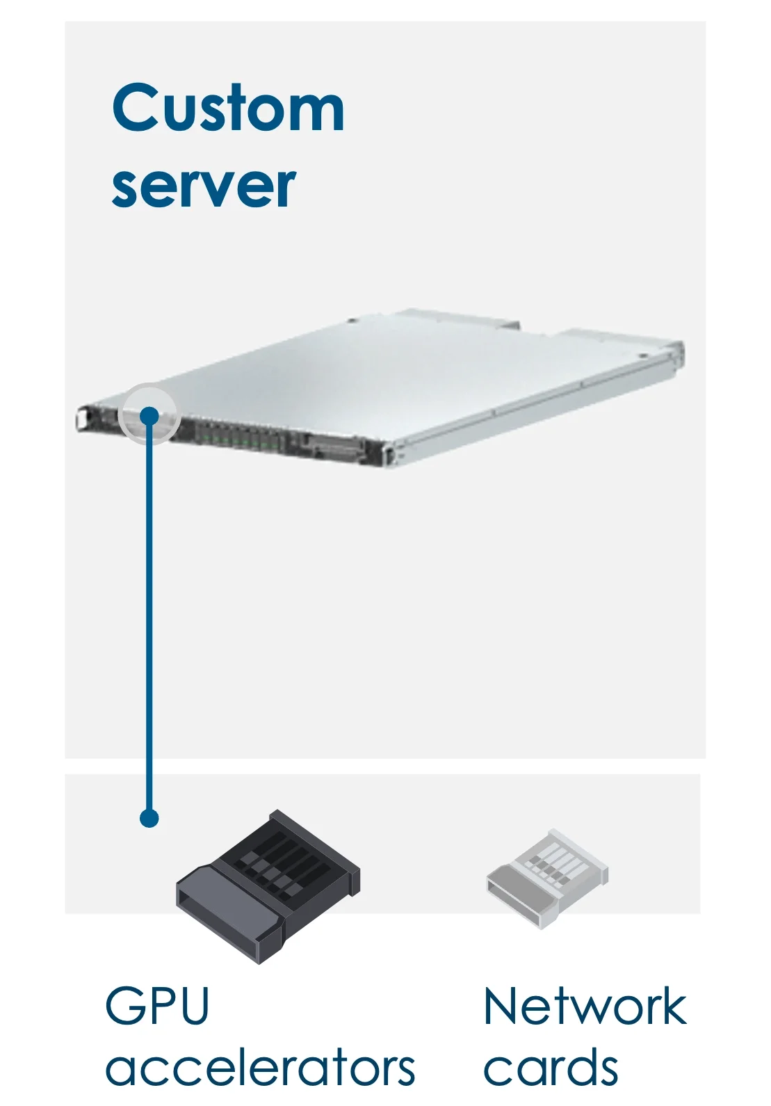 Custom server using GPU accelerators and network cards