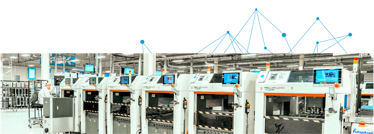 a row of factory equipment