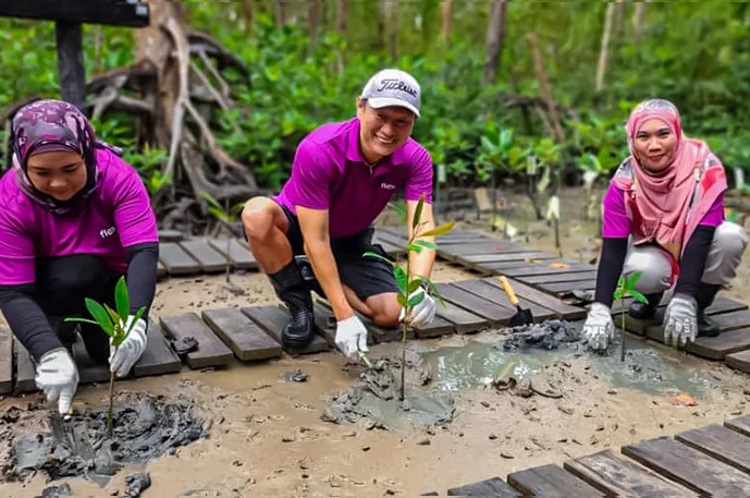 flex employees planting trees