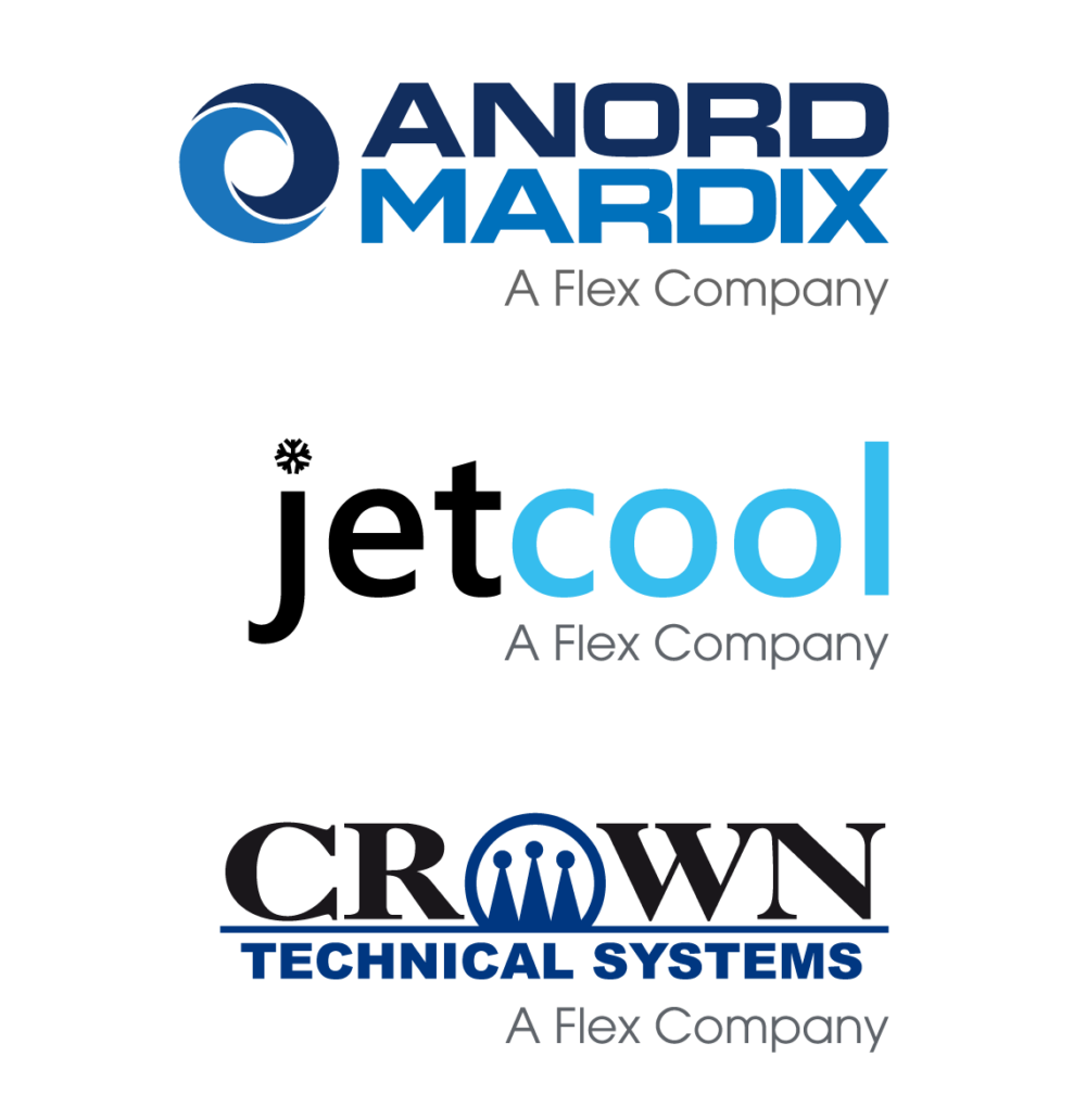Anord Mardix, JetCool, and Crown Technical Systems logos